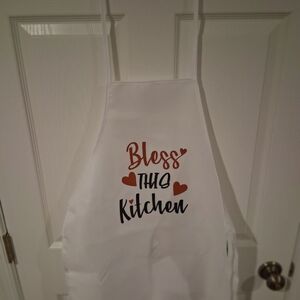 Bless This Kitchen White Apron